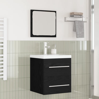 vidaXL Ensemble de meubles de salle de bain 2 pcs Noir aspect chêne Aggloméré