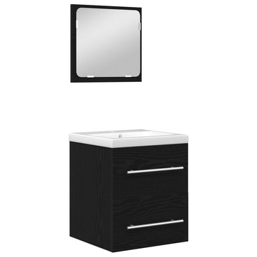 vidaXL Ensemble de meubles de salle de bain 2 pcs Noir aspect chêne Aggloméré