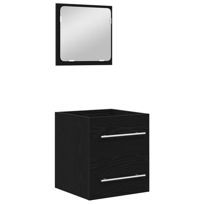 vidaXL Ensemble de meubles de salle de bain 2 pcs Noir aspect chêne Aggloméré
