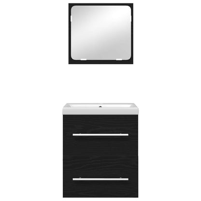 vidaXL Ensemble de meubles de salle de bain 2 pcs Noir aspect chêne Aggloméré