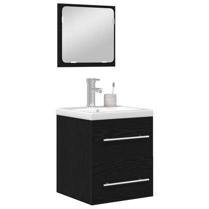 vidaXL Ensemble de meubles de salle de bain 2 pcs Noir aspect chêne Aggloméré