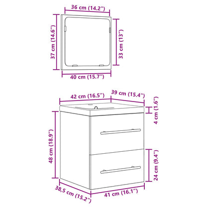 vidaXL Ensemble de meubles de salle de bain 2 pcs Noir aspect chêne Aggloméré