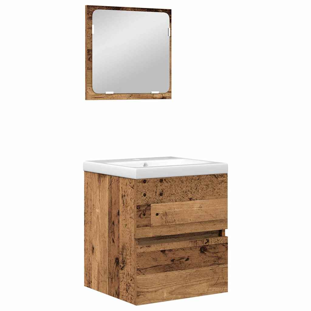 vidaXL Badezimmermöbel-Set 2 pcs Altes Holz und Weiß Holzwerkstoff