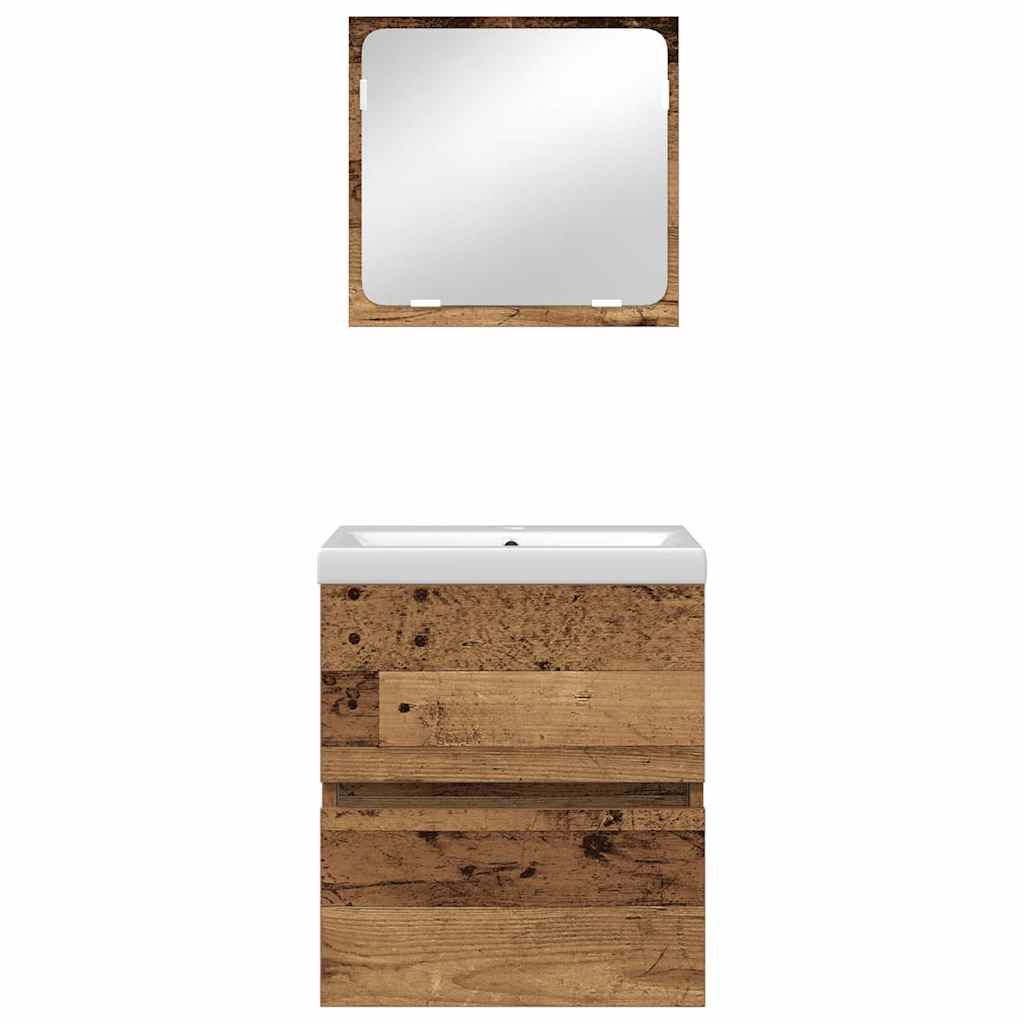 vidaXL Badezimmermöbel-Set 2 pcs Altes Holz und Weiß Holzwerkstoff