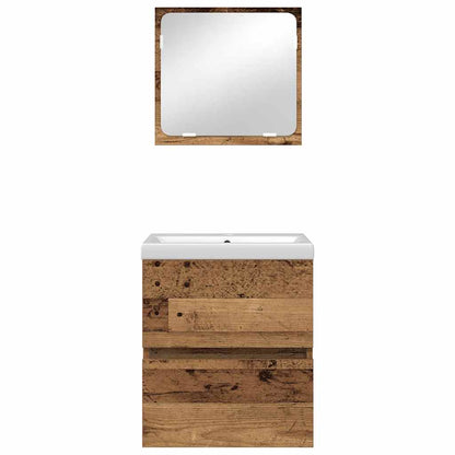 vidaXL Badezimmermöbel-Set 2 pcs Altes Holz und Weiß Holzwerkstoff