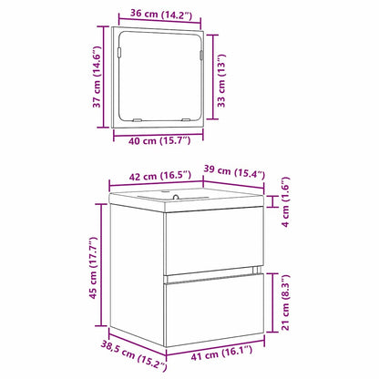 vidaXL Badezimmermöbel-Set 2 pcs Altes Holz und Weiß Holzwerkstoff