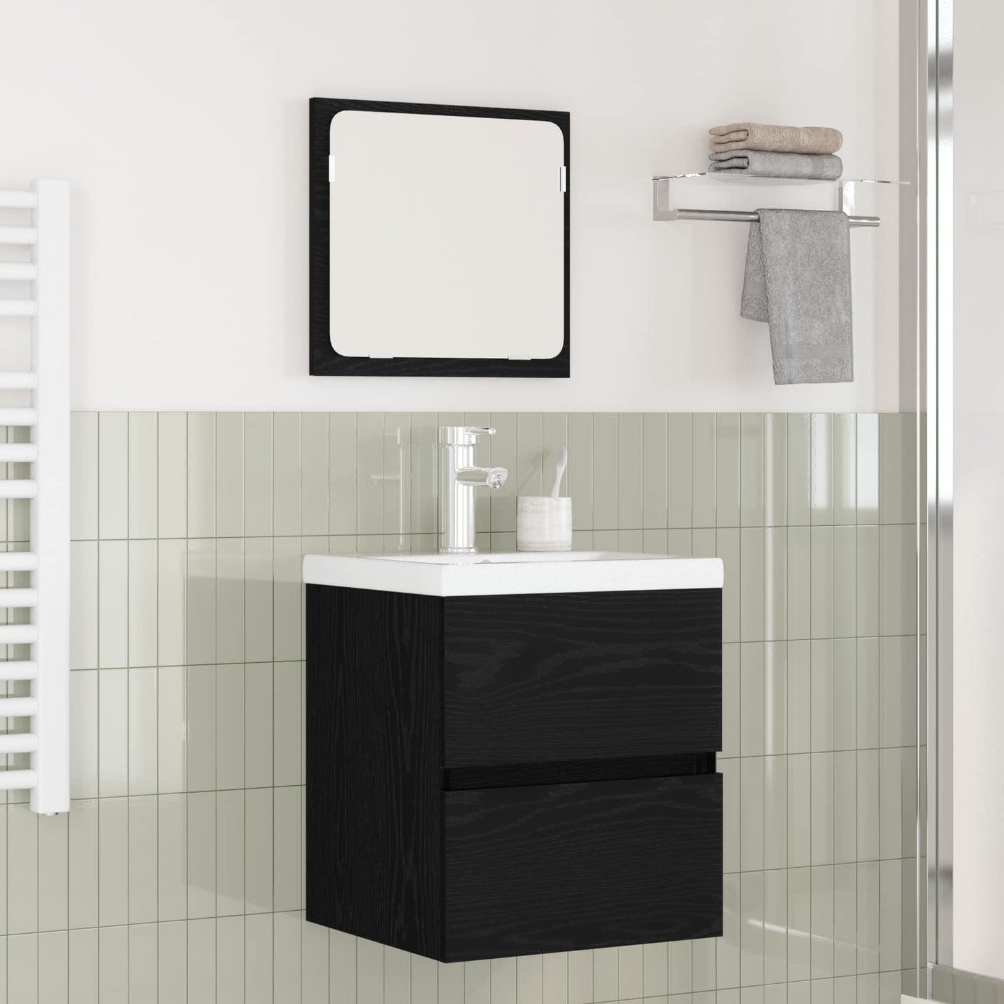 vidaXL Badezimmermöbel-Set 2 pcs Schwarze Eiche und Weiß Holzwerkstoff