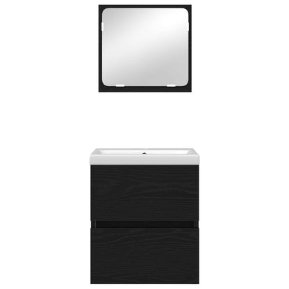 vidaXL Badezimmermöbel-Set 2 pcs Schwarze Eiche und Weiß Holzwerkstoff