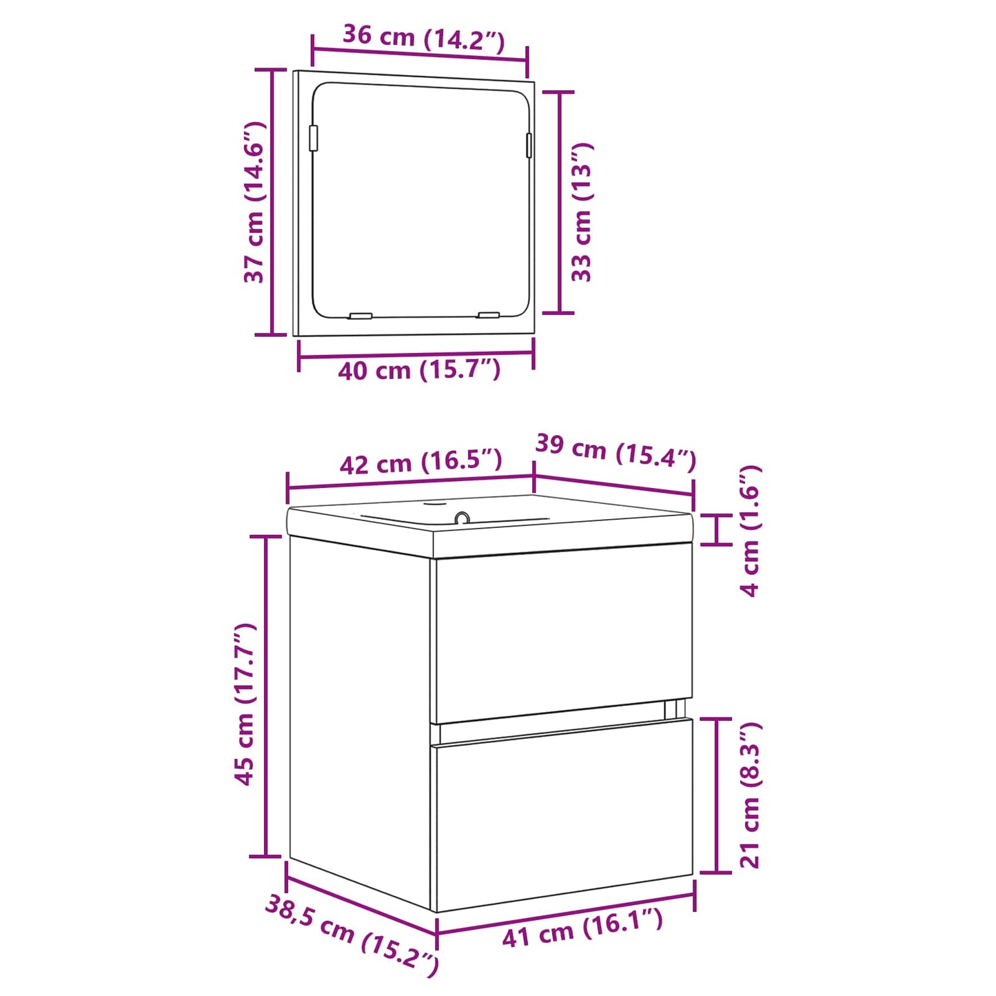 vidaXL Badezimmermöbel-Set 2 pcs Schwarze Eiche und Weiß Holzwerkstoff