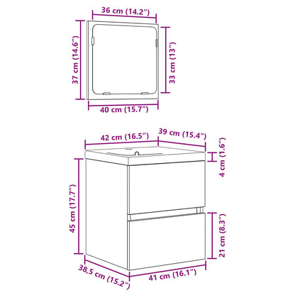 vidaXL Badezimmermöbel-Set 2 pcs Schwarze Eiche und Weiß Holzwerkstoff