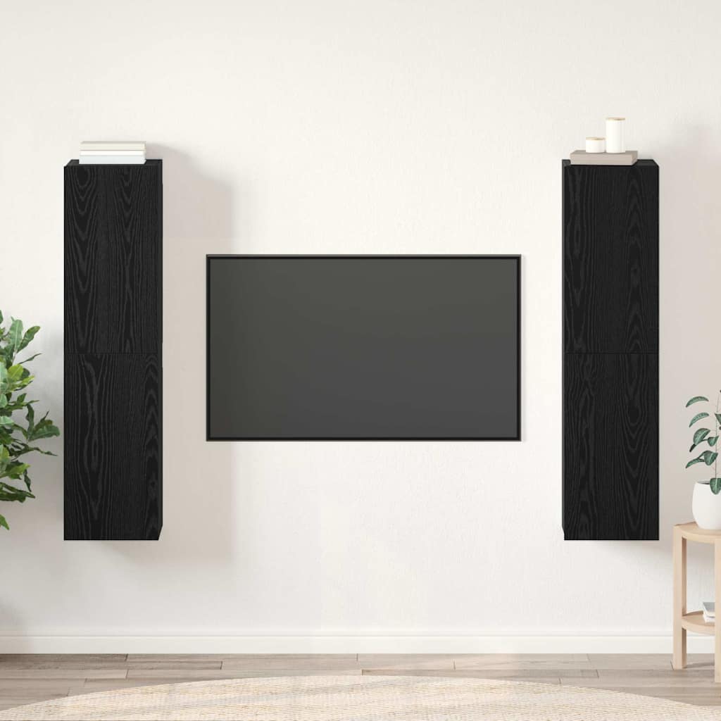 vidaXL Meuble TV mural Chêne noir et aggloméré