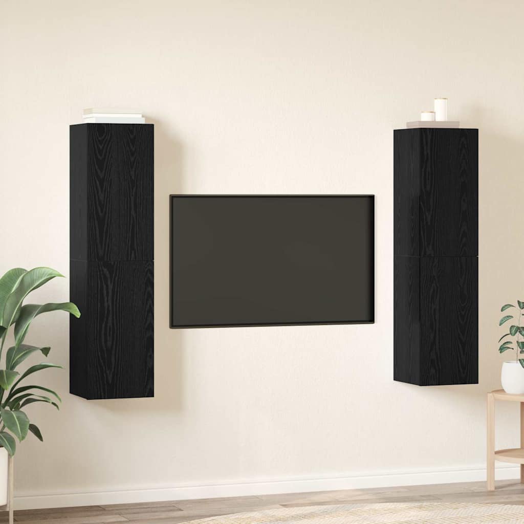 vidaXL Meuble TV mural Chêne noir et aggloméré