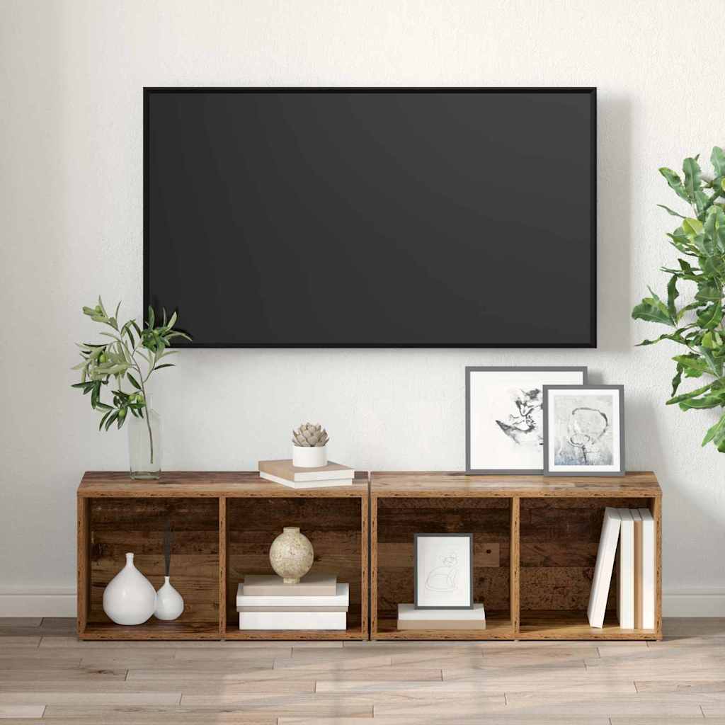 vidaXL TV-Schrankset 2 pcs Altholz 37 x 35 x 72 cm Holzwerkstoff