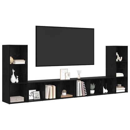 vidaXL TV-Schrankset 4 pcs Schwarz Eichen-Optik 37 x 35 x 107 cm