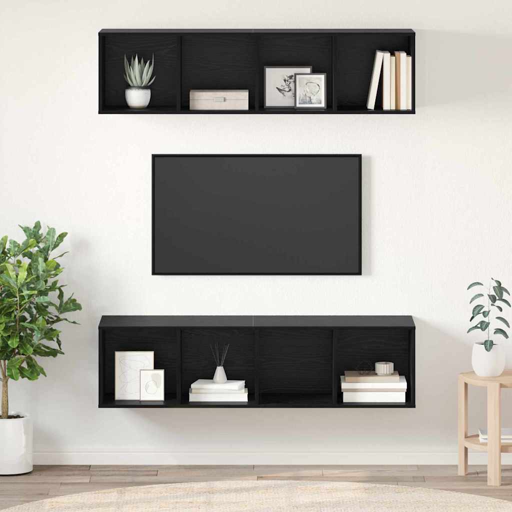 vidaXL TV-Schrankset 2 pcs Schwarz Eichen-Optik 37 x 37 x 142,5 cm