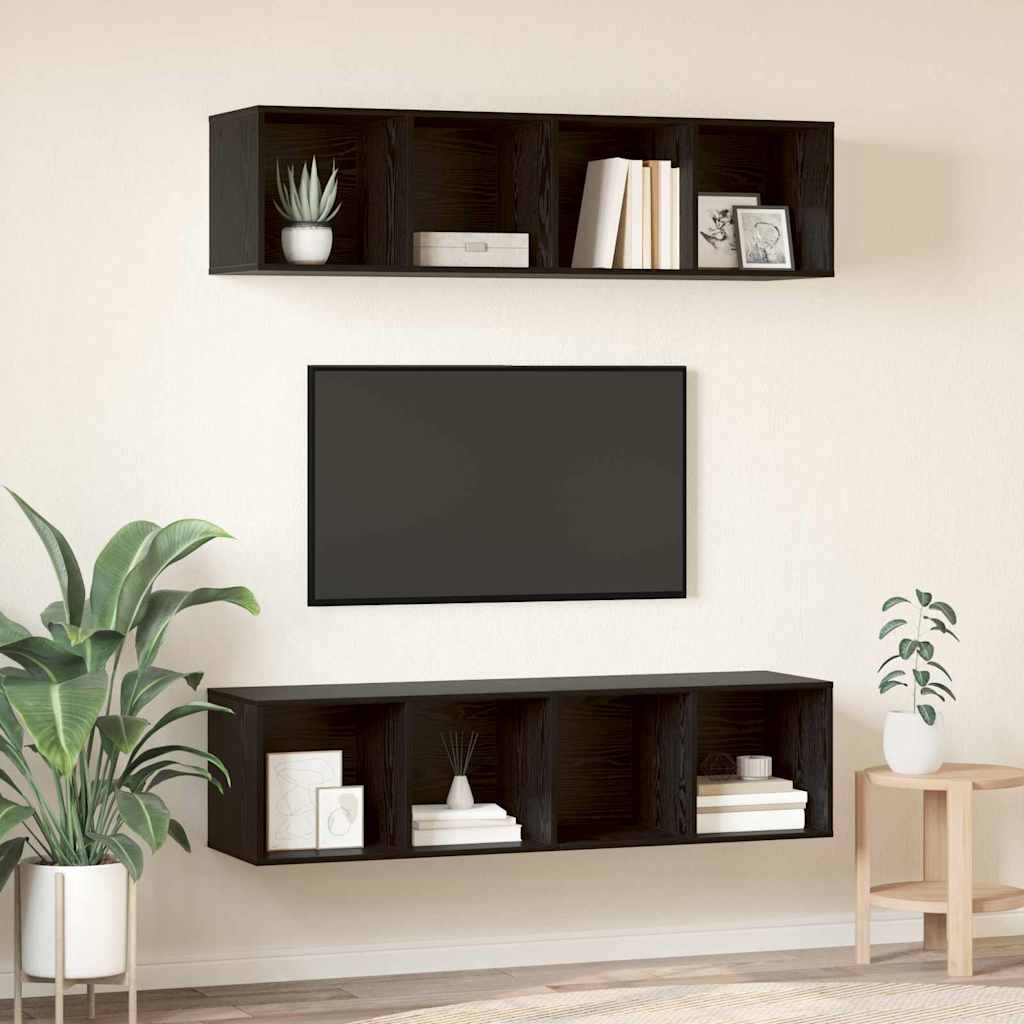 vidaXL TV-Schrankset 2 pcs Schwarz Eichen-Optik 37 x 37 x 142,5 cm