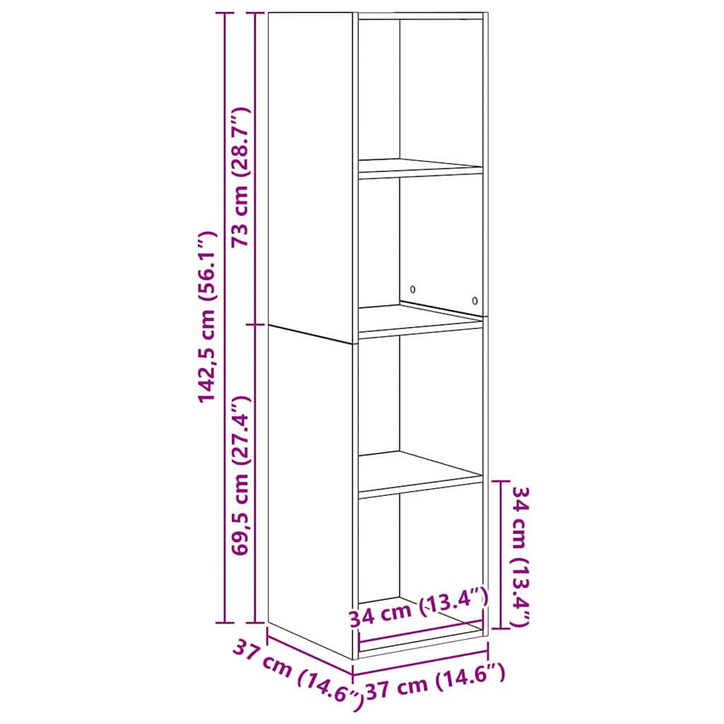 vidaXL TV-Schrankset 2 pcs Artisan-Eiche 37 x 37 x 142,5 cm