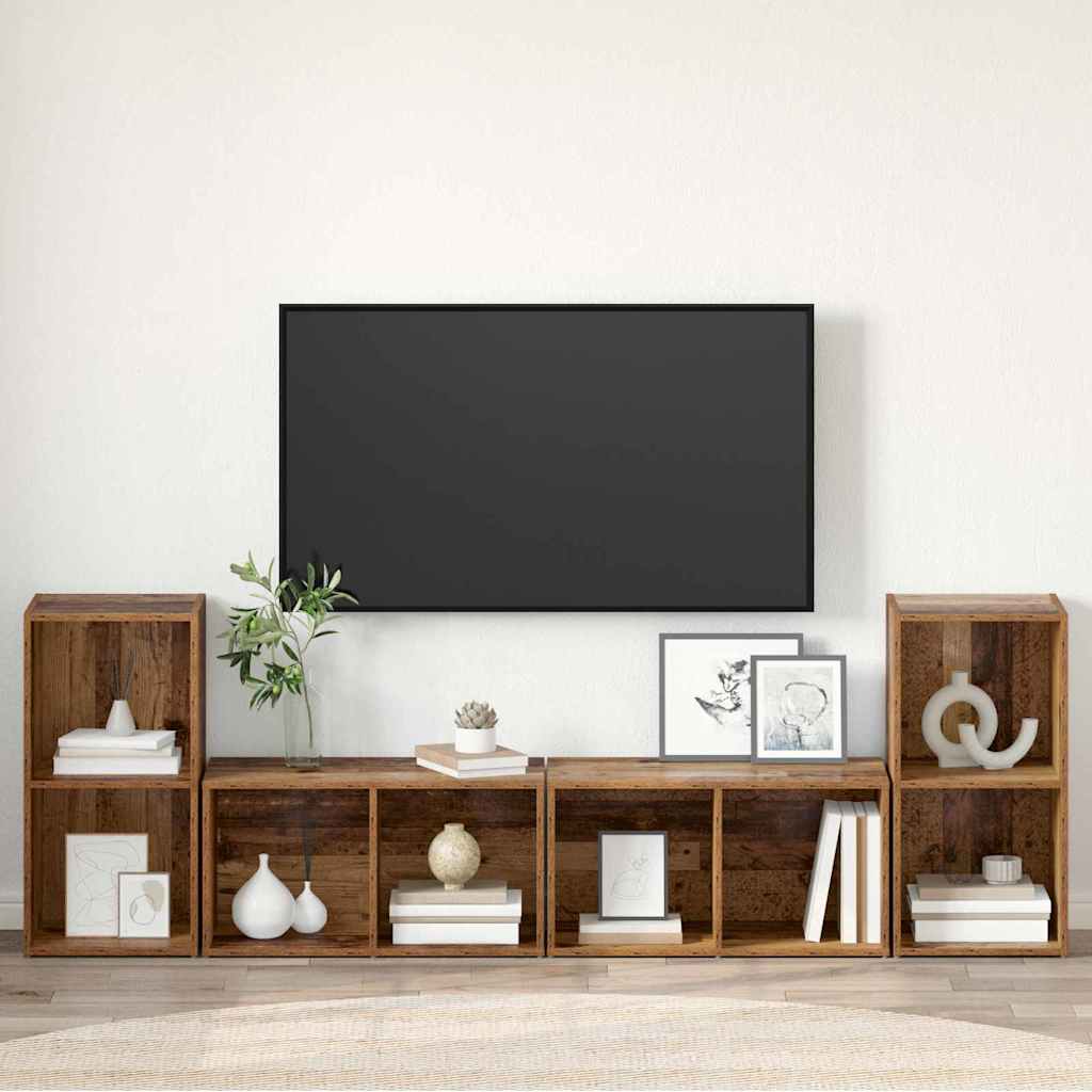vidaXL TV-Schrankset 4 pcs Altholz 37 x 37 x 72 cm Holzwerkstoff