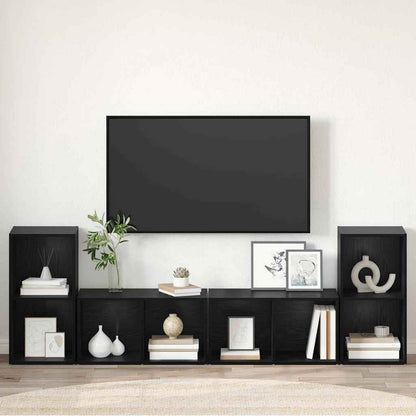 vidaXL TV-Schrankset 4 pcs Schwarz Eichen-Optik 37 x 37 x 72 cm