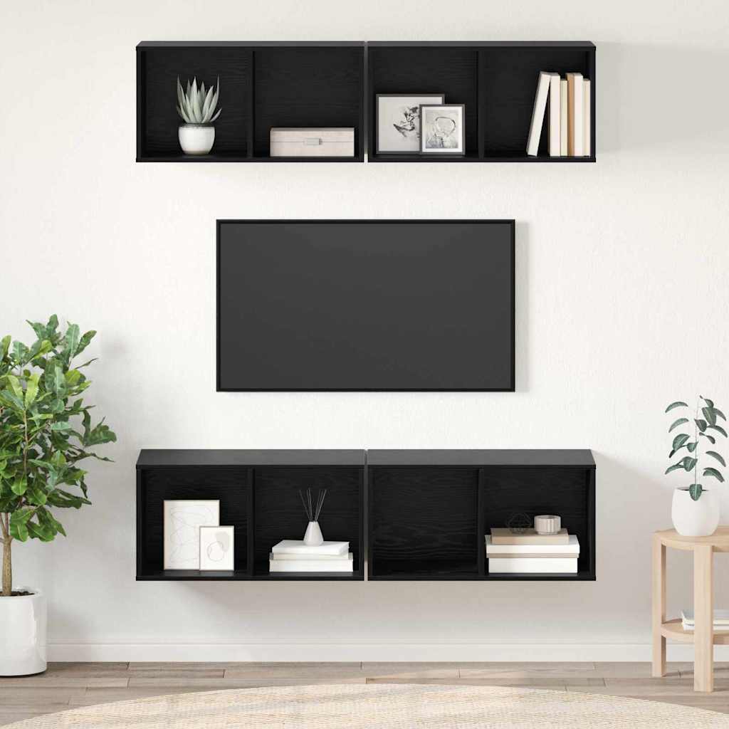 vidaXL TV-Schrankset 4 pcs Schwarz Eichen-Optik 37 x 37 x 72 cm