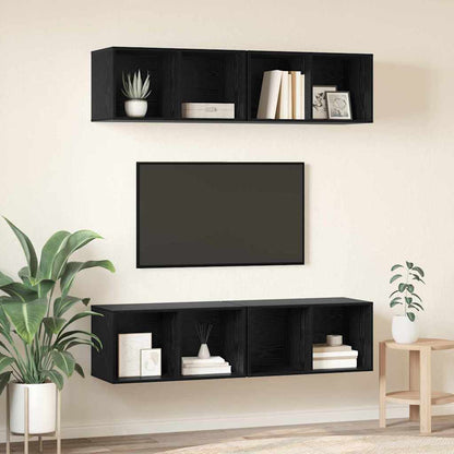 vidaXL TV-Schrankset 4 pcs Schwarz Eichen-Optik 37 x 37 x 72 cm