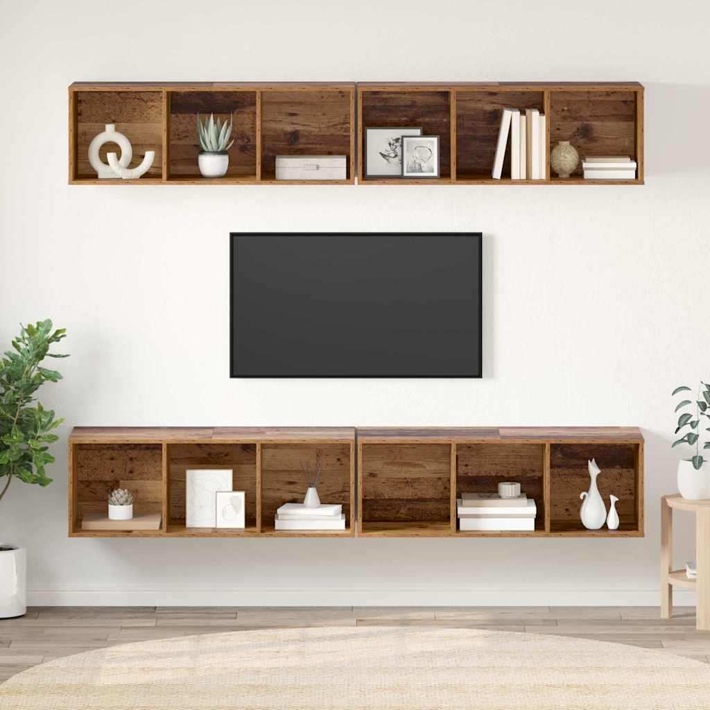 vidaXL TV-Schrankset 4 pcs Altholz 37 x 37 x 107 cm Holzwerkstoff