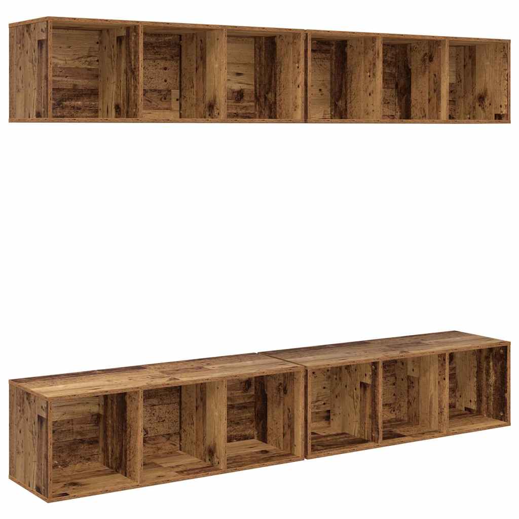 vidaXL TV-Schrankset 4 pcs Altholz 37 x 37 x 107 cm Holzwerkstoff