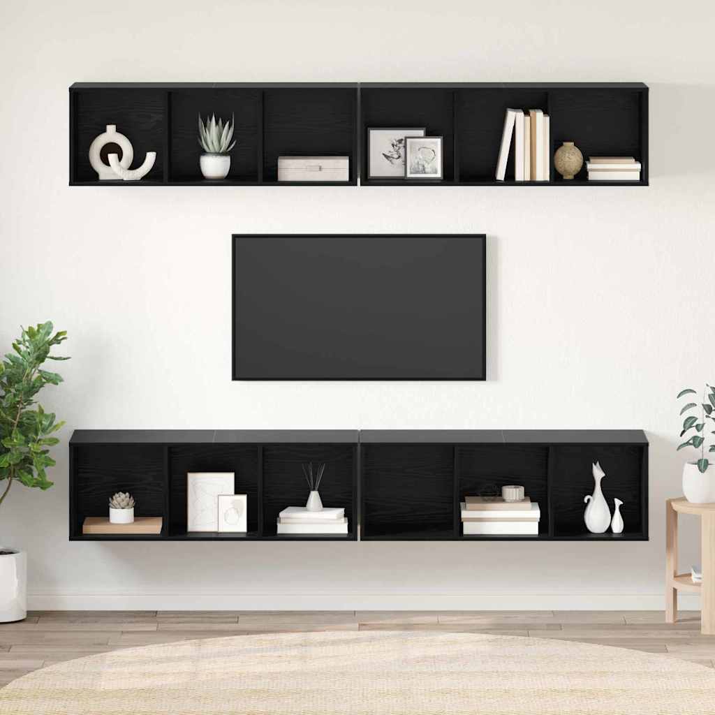 vidaXL TV-Schrankset 4 pcs Schwarz Eichen-Optik 37 x 37 x 107 cm