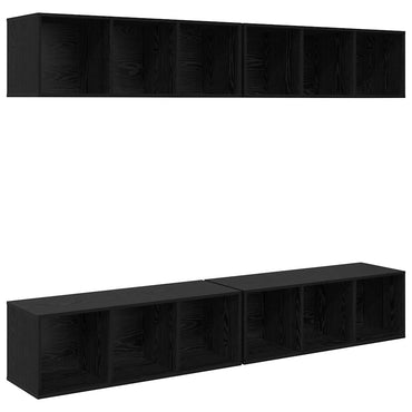 vidaXL TV-Schrankset 4 pcs Schwarz Eichen-Optik 37 x 37 x 107 cm