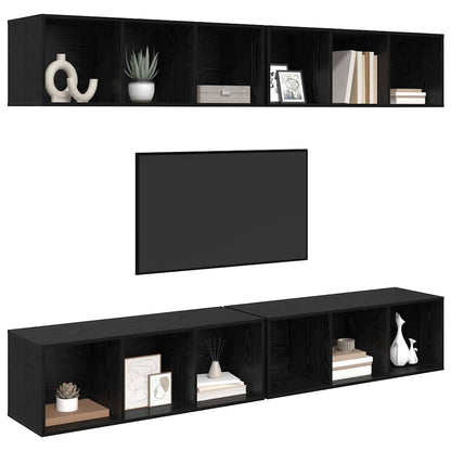 vidaXL TV-Schrankset 4 pcs Schwarz Eichen-Optik 37 x 37 x 107 cm