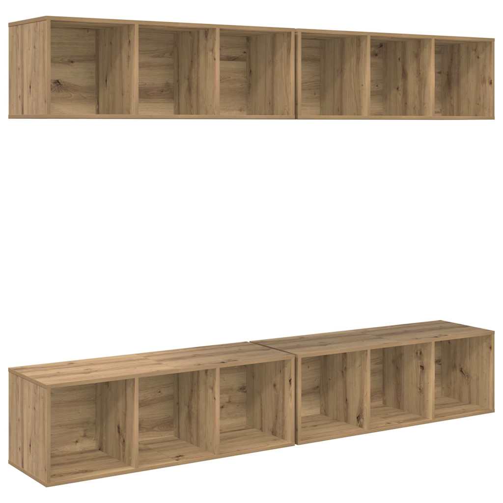 vidaXL TV-Schrankset Wandmontiert 4 pcs Artisan-Eiche 37 x 37 x 107 cm