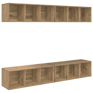 vidaXL TV-Schrankset Wandmontiert 4 pcs Artisan-Eiche 37 x 37 x 107 cm