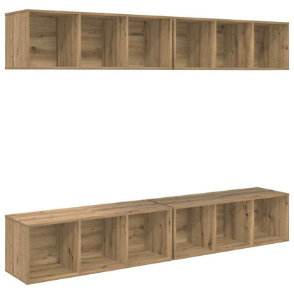 vidaXL TV-Schrankset Wandmontiert 4 pcs Artisan-Eiche 37 x 37 x 107 cm