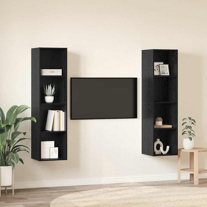 vidaXL TV-Schrankset 2 pcs Schwarz 37 x 37 x 142,5 cm Holzwerkstoff