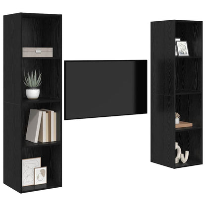 vidaXL TV-Schrankset 2 pcs Schwarz 37 x 37 x 142,5 cm Holzwerkstoff