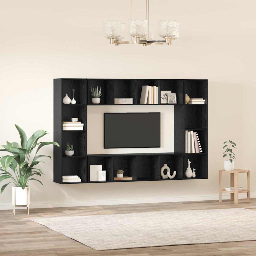 vidaXL TV-Schrankset 4 pcs Schwarz 37 x 37 x 142,5 cm Holzwerkstoff