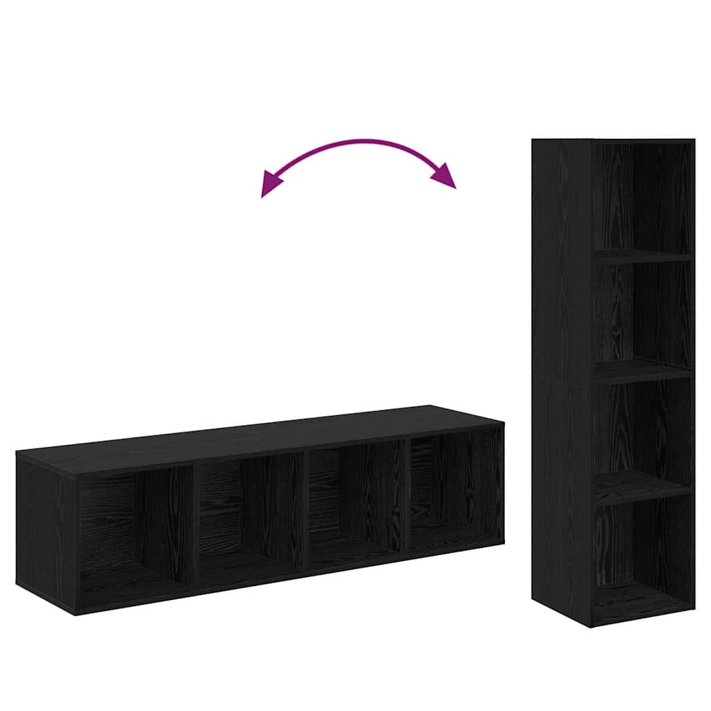 vidaXL TV-Schrankset 4 pcs Schwarz 37 x 37 x 142,5 cm Holzwerkstoff