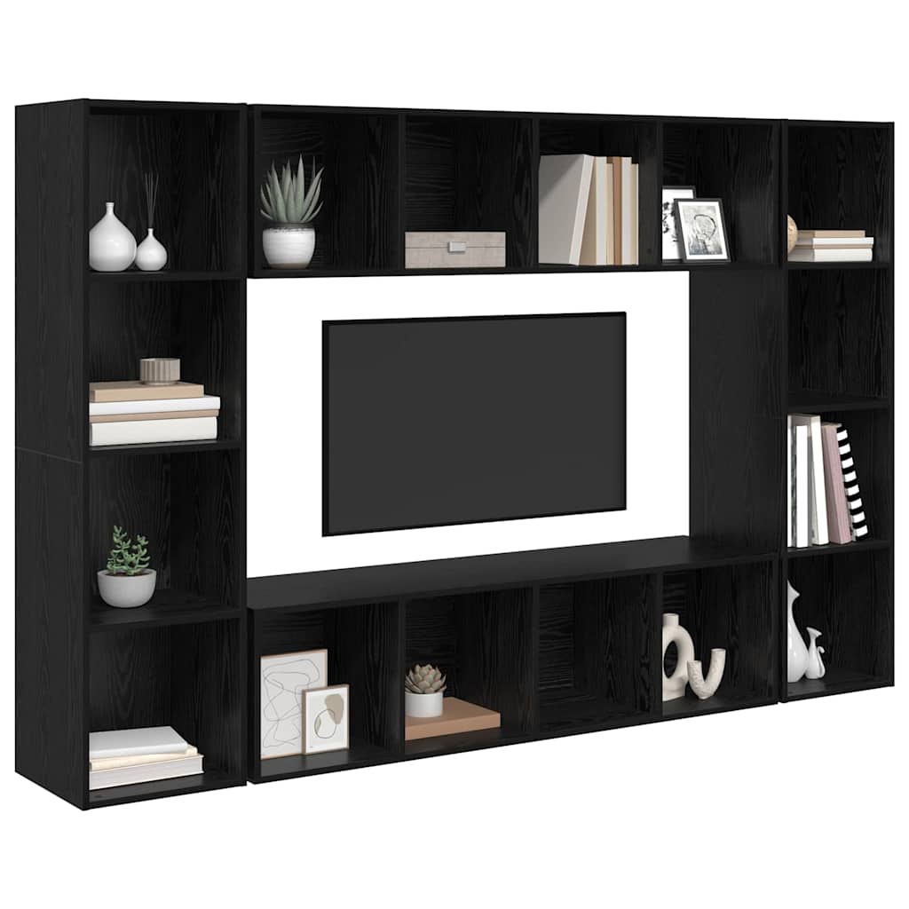 vidaXL TV-Schrankset 4 pcs Schwarz 37 x 37 x 142,5 cm Holzwerkstoff