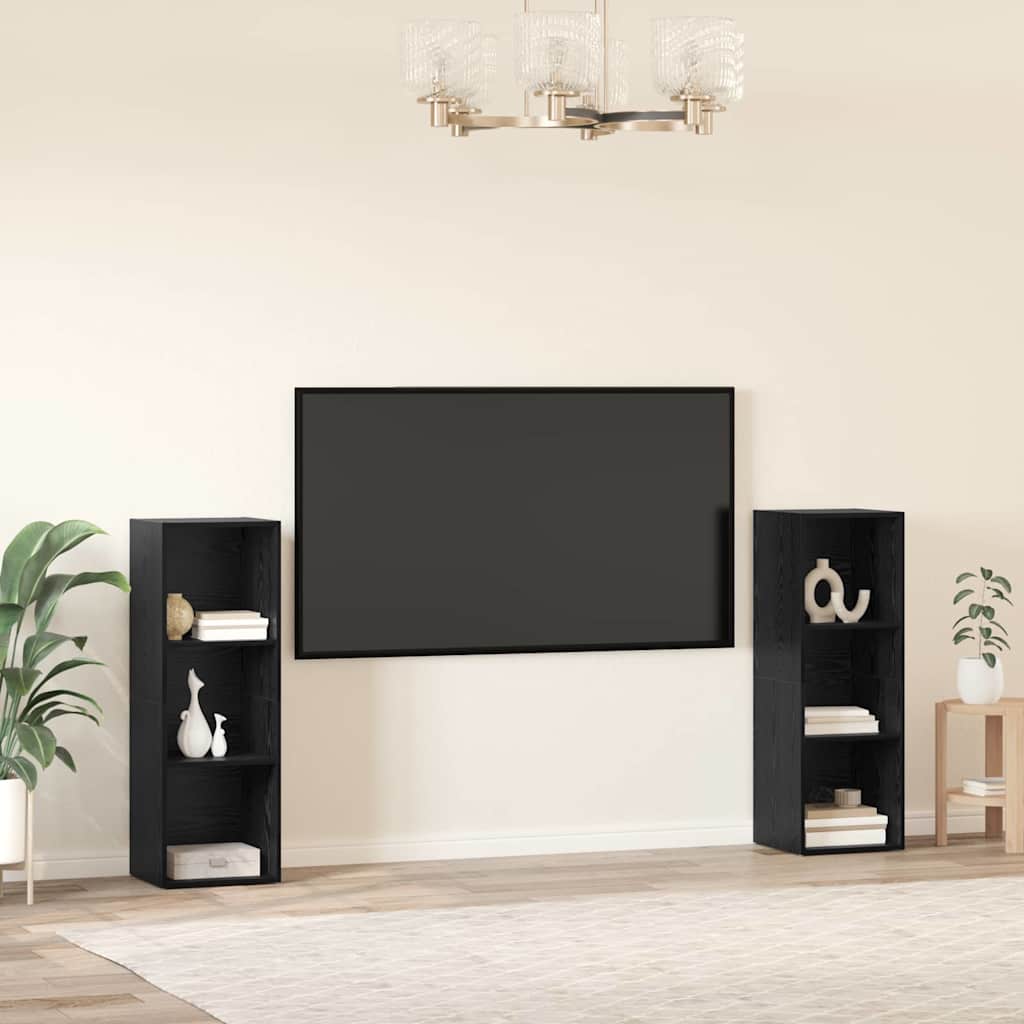 vidaXL TV-Schrankset 2 pcs Schwarz Eichen-Optik 107 x 35 x 37 cm