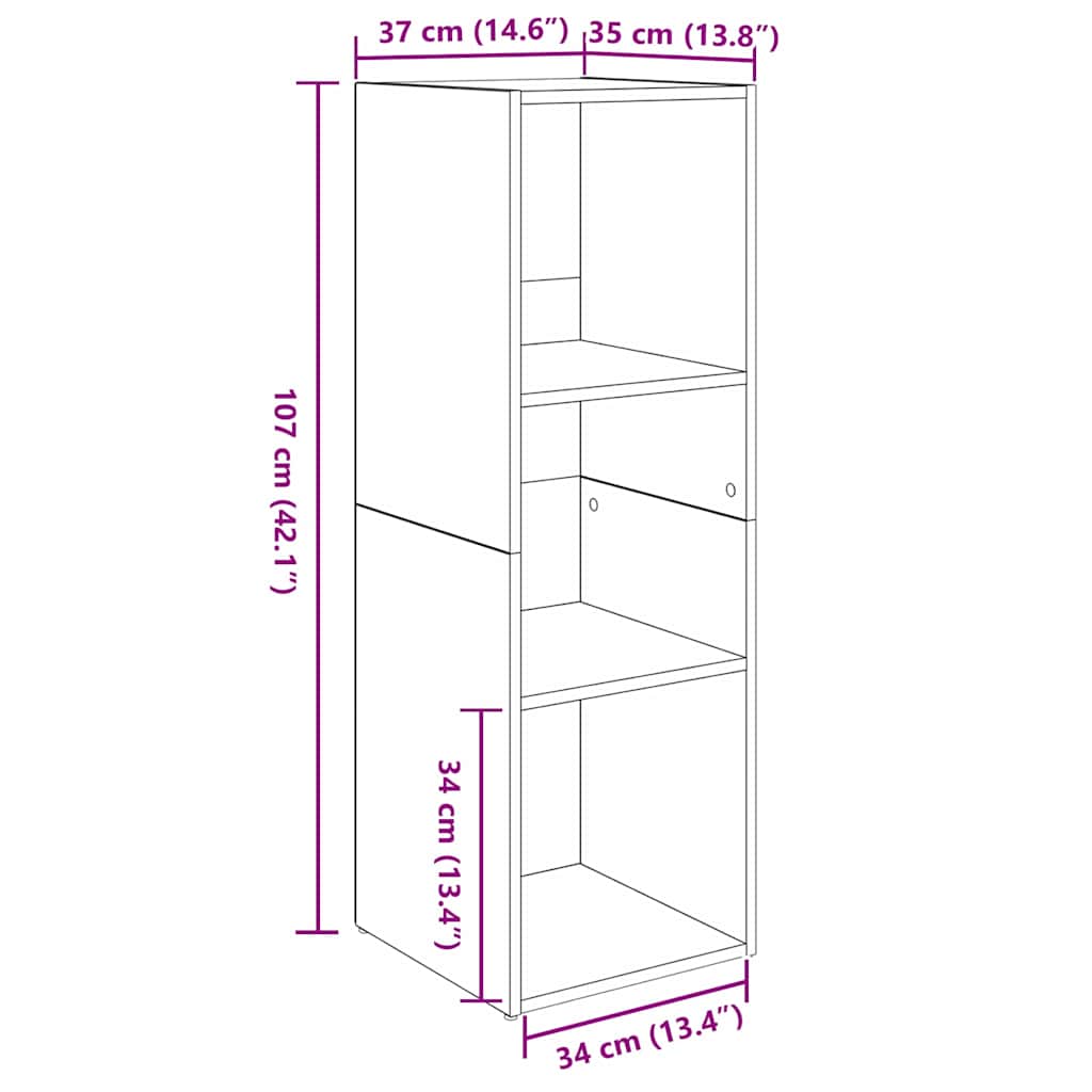 vidaXL TV-Schrankset Wandmontiert 3 pcs Artisan-Eiche 37 x 35 x 107 cm