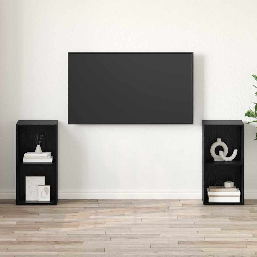 vidaXL TV-Schrankset 2 pcs Schwarz Eichen-Optik 72 x 35 x 36,5 cm