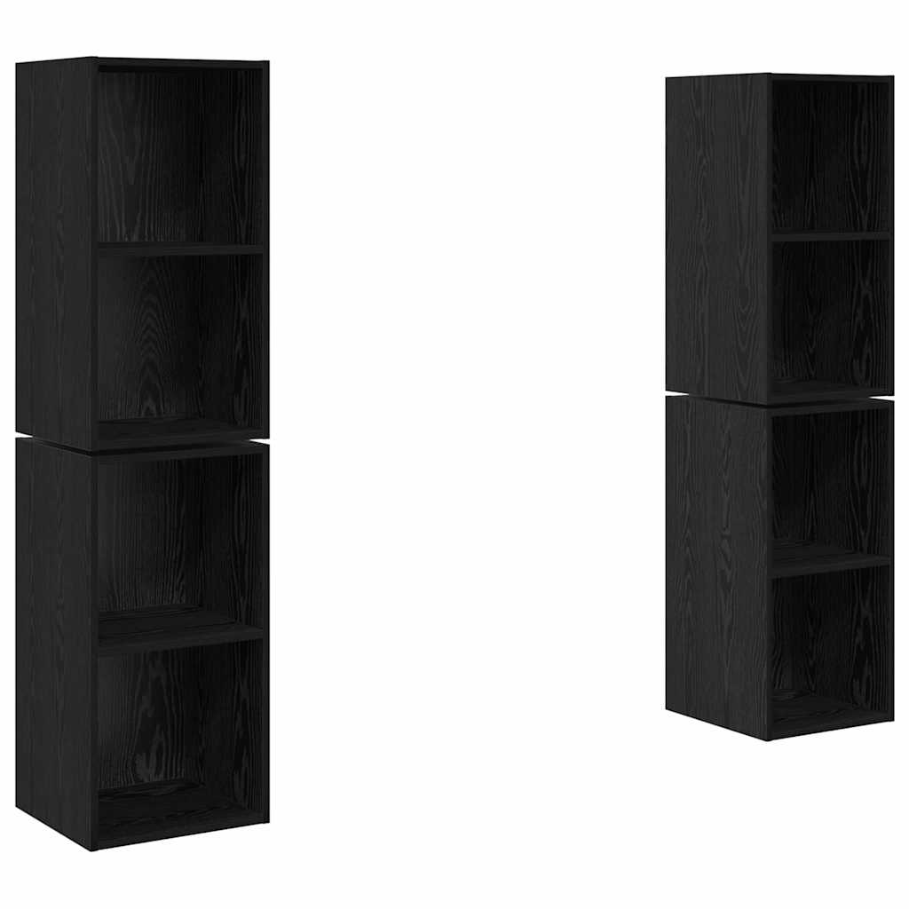 vidaXL TV-Schrankset 4 pcs Schwarz Eichen-Optik 37 x 37 x 72 cm