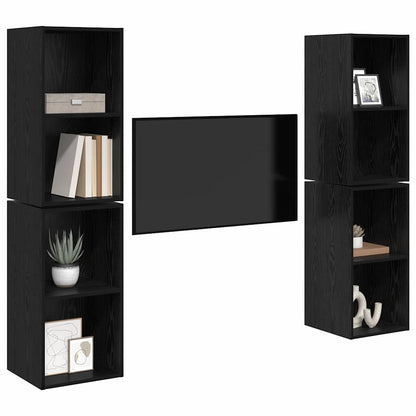 vidaXL TV-Schrankset 4 pcs Schwarz Eichen-Optik 37 x 37 x 72 cm
