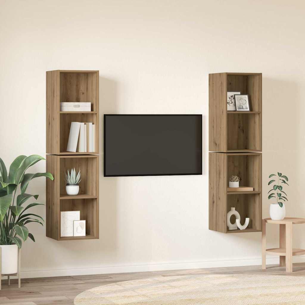 TV-Schrankset 4 pcs Artisan-Eiche 37 x 37 x 72 cm Holzwerkstoff