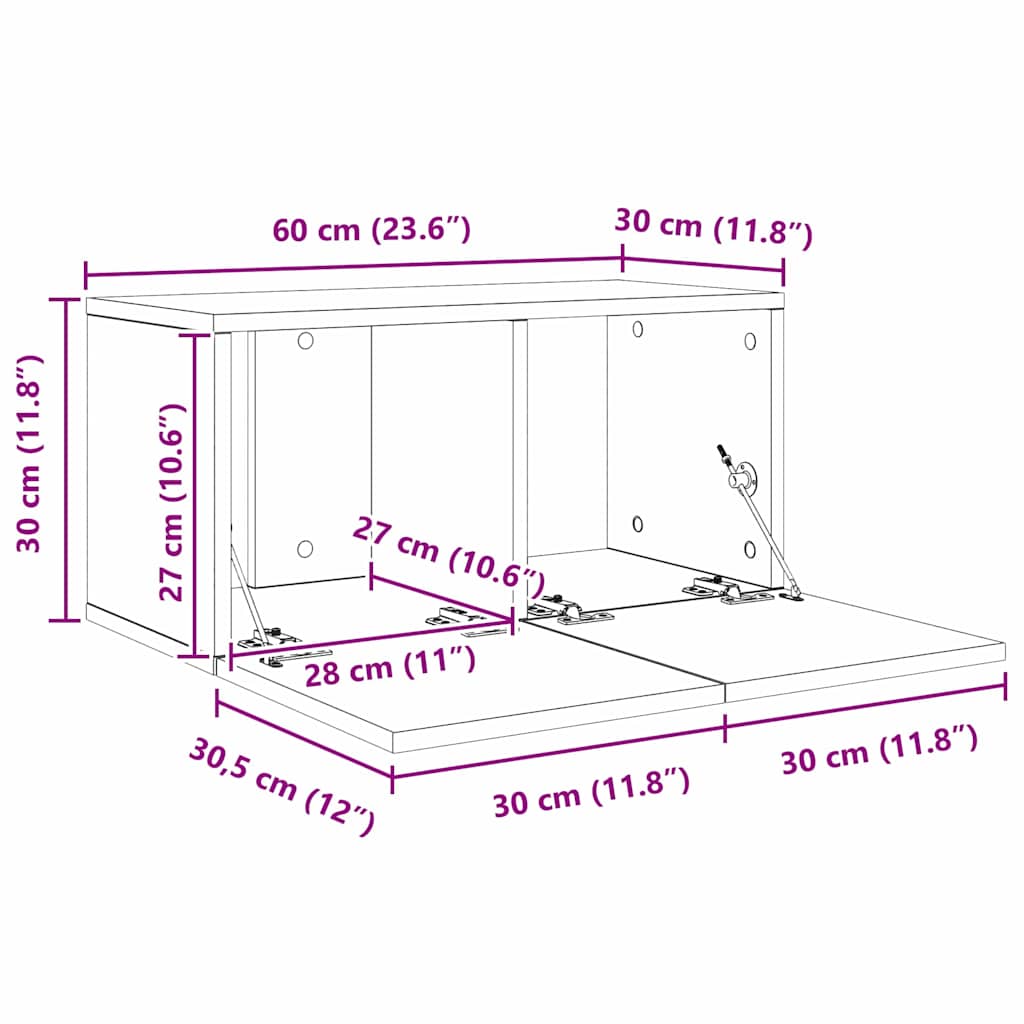 vidaXL TV-Schrankset 4 pcs Altholz 60 x 30 x 30 cm Holzwerkstoff