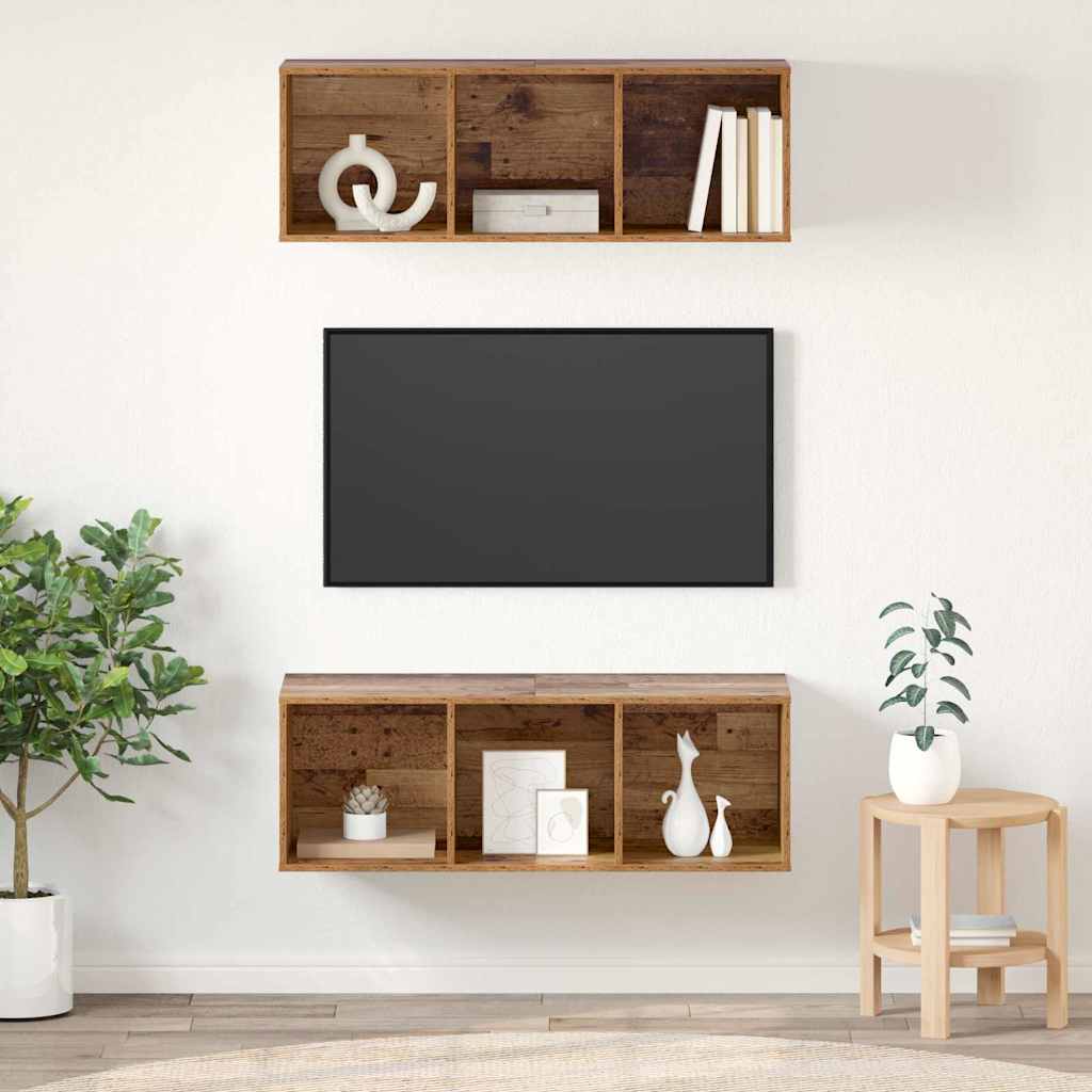 vidaXL TV-Schrankset 2 pcs Altholz 37 x 37 x 107 cm Holzwerkstoff
