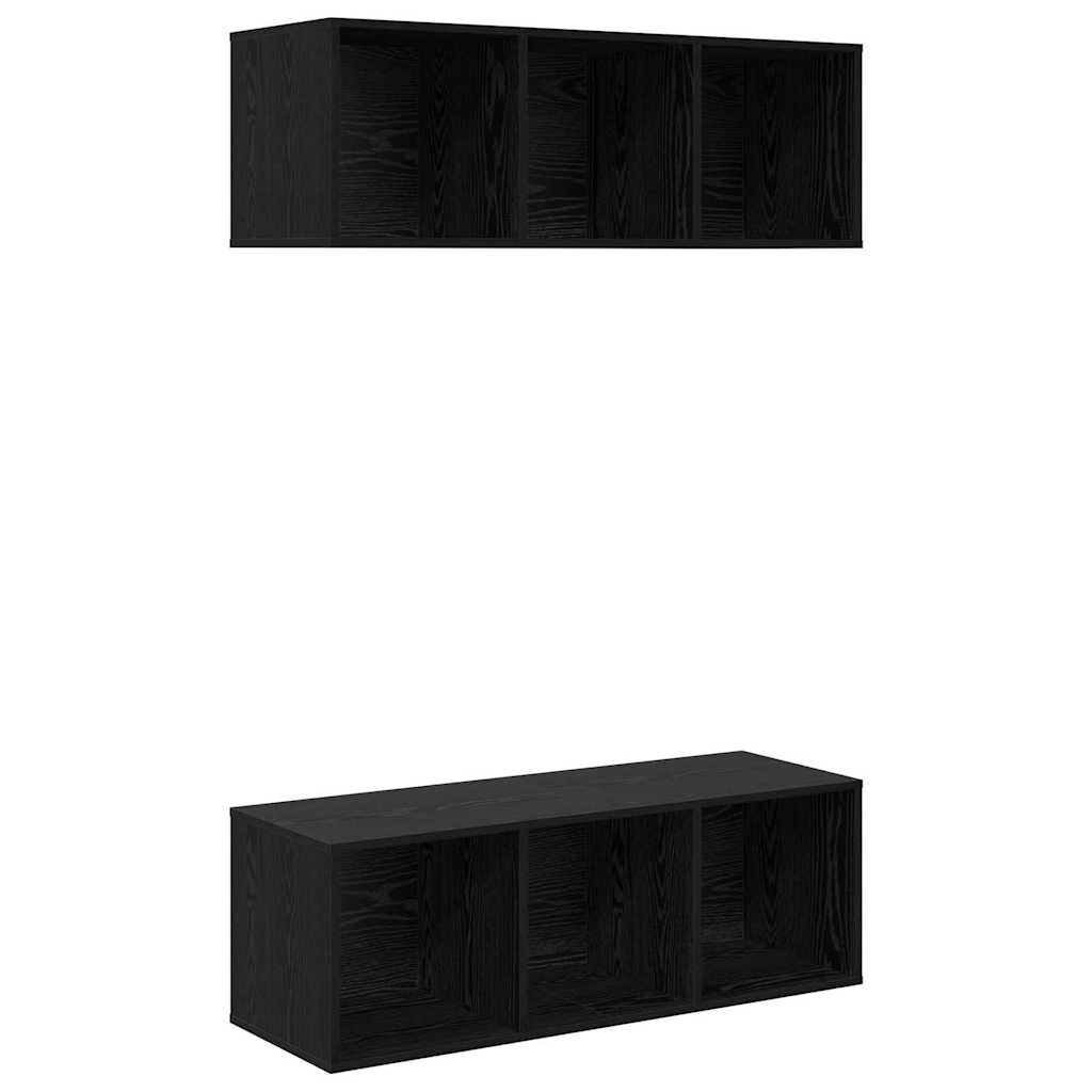 TV-Schrankset 2 pcs Schwarz Eichen-Optik 37 x 37 x 107 cm