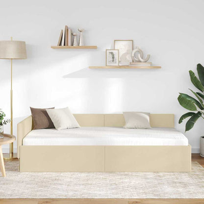 vidaXL Eckbettgestell mit Kopfteil Creme 90 cm x 200 cm Samt