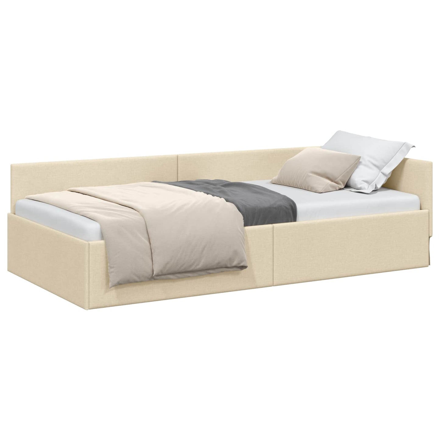 vidaXL Eckbettgestell mit Kopfteil Creme 90 cm x 200 cm Samt