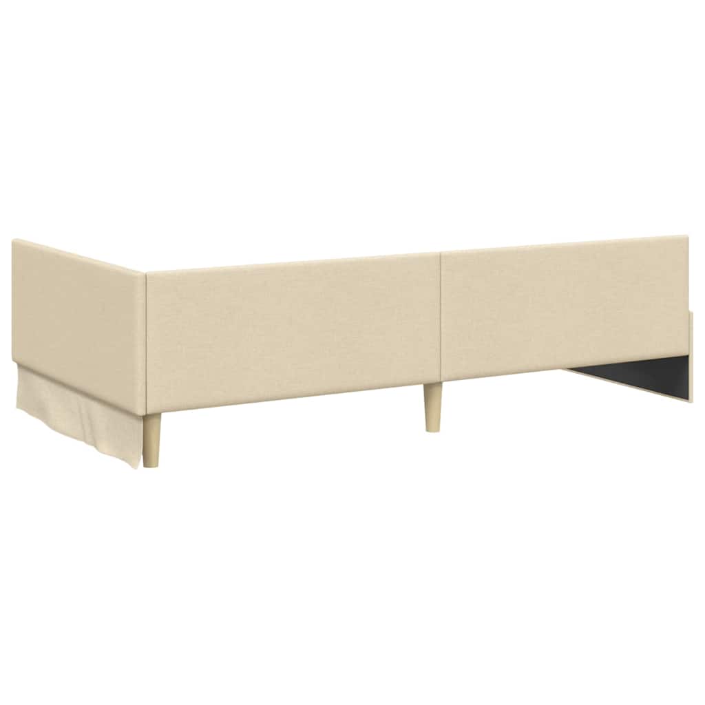 vidaXL Eckbettgestell mit Kopfteil Creme 90 cm x 200 cm Samt